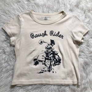 Brandy Melville rough rider graphic tee shirt cropped crop top summer spring